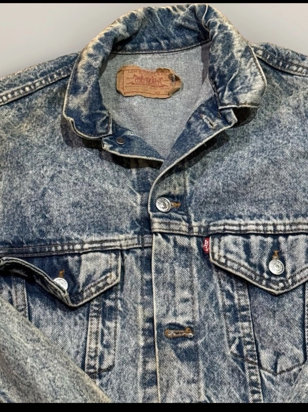 1988 Made in USA Vintage Levi's Acid Wash Type 3 Blue Denim Trucker Jacket III